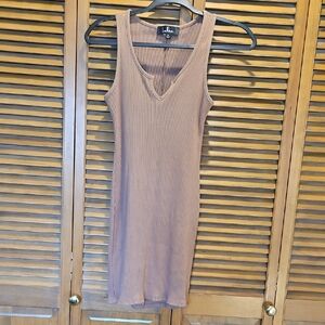 Lulu's Ribbed Tank Dress in Warm Taupe